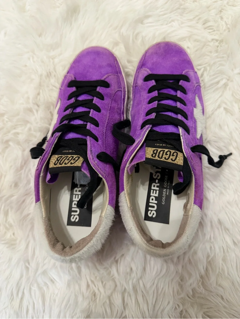 Golden Goose Purple Suede Star Sneakers with Black Laces Size 36 US 6
